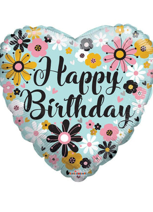 18in ConverUSA Birthday Flowers Heart Balloon