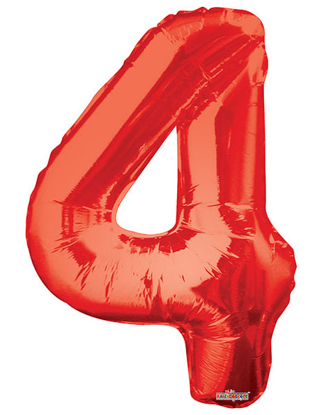 34in Conver USA Red Number 4 Balloon - Joker Party Supply