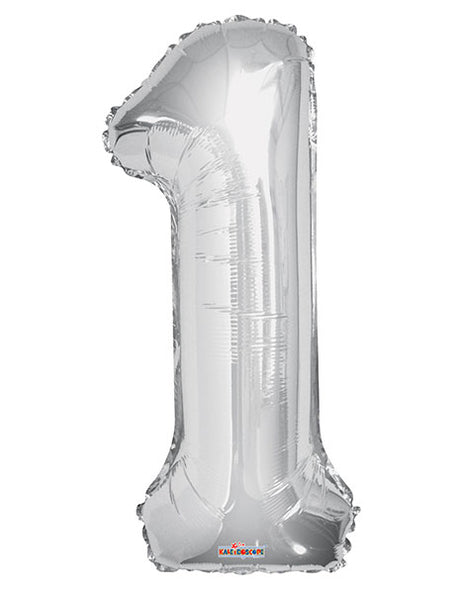 34in Conver USA Silver Number 1 Balloon - Joker Party Supply
