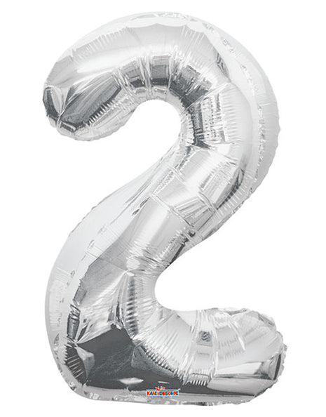 34in Conver USA Silver Number 2 Balloon - Joker Party Supply