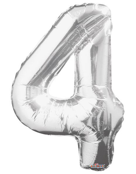 34in Conver USA Silver Number 4 Balloon - Joker Party Supply