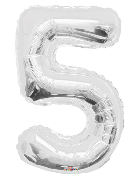 34in Conver USA Silver Number 5 Balloon - Joker Party Supply