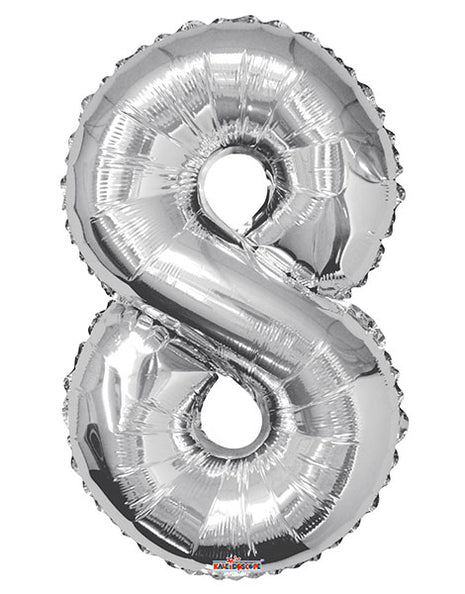 34in Conver USA Silver Number 8 Balloon - Joker Party Supply