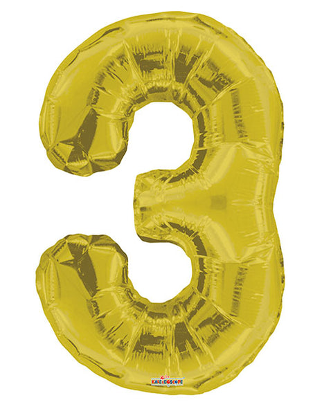 34in Conver USA Gold Number 3 Balloon - Joker Party Supply