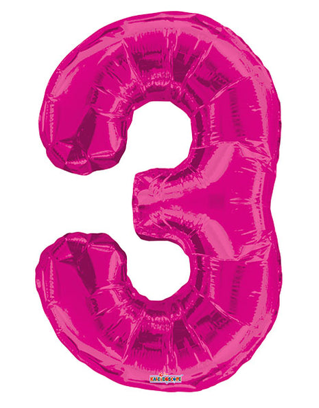 34in Conver USA Magenta Number 3 Balloon - Joker Party Supply