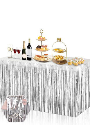 SoNice Metallic Silver Table Skirt 14ft
