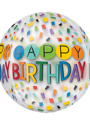 16in Anagram Happy Birthday Rainbow Orbz Balloon - Joker Party Supply