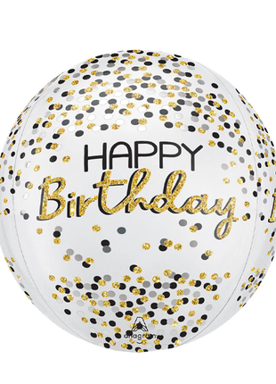 16in Anagram Black Silver Gold Birthday Orbz Balloon - Joker Party Supply