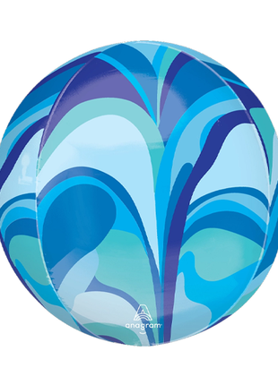 16in Anagram Blue Macro Marble Orbz Balloon - Joker Party Supply