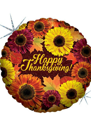 18in Betallic Thanksgiving Blooms Holographic Balloon