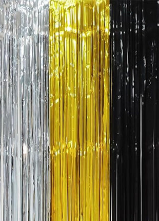 SoNice Black, Gold & Silver Foil Curtain 8ft