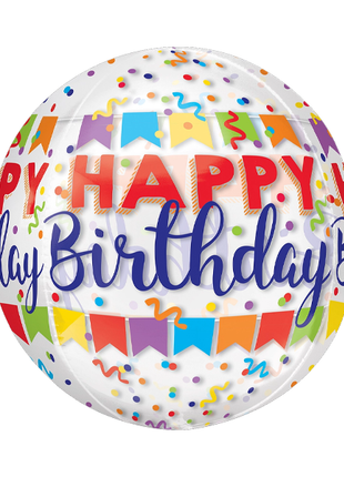 16in Anagram Happy Birthday Banner Bash Orbz Balloon - Joker Party Supply