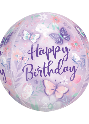 16in Anagram Flutters Butterfly Happy Birthday Orbz Balloon - Joker Party Supply