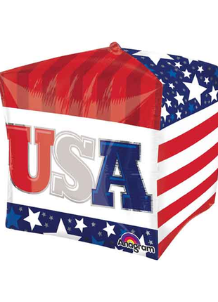 15in Anagram UltraShape® Cubez® USA Patriotic Balloon - Joker Party Supply