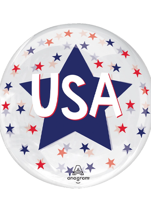 18in Anagram USA Stars Clearz Balloon - Joker Party Supply