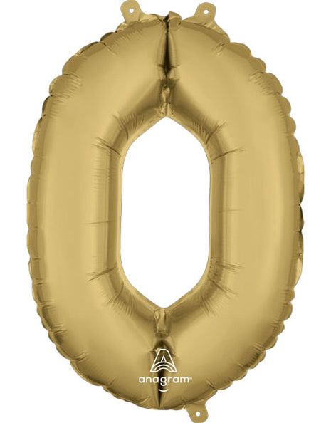 34in Anagram White Gold Number 0 Balloon - Joker Party Supply