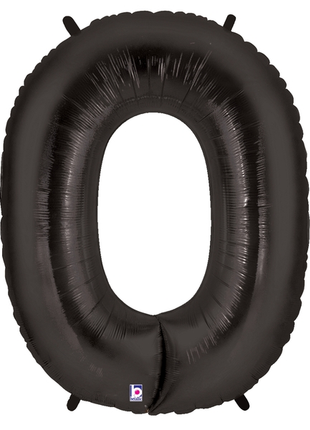 34in Betallic Black Number 0 Megaloons - Joker Party Supply