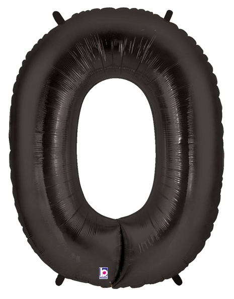 34in Betallic Black Number 0 Megaloons - Joker Party Supply