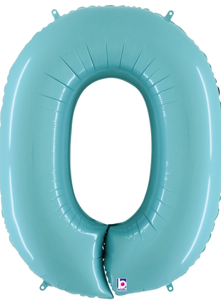 34in Betallic Pastel Blue Number 0 Megaloons - Joker Party Supply