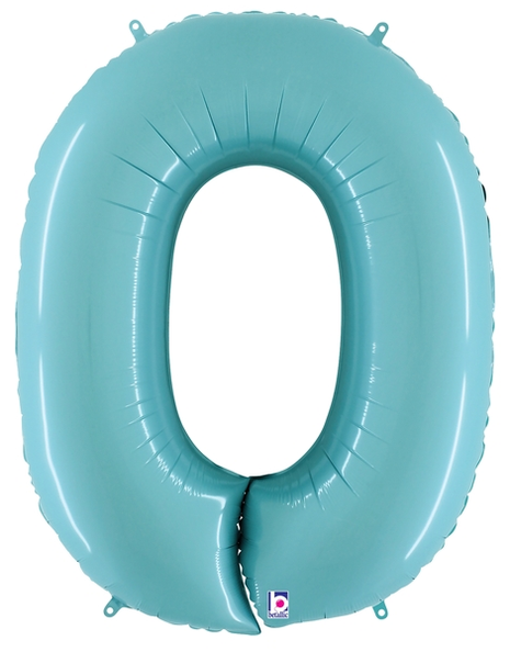 34in Betallic Pastel Blue Number 0 Megaloons - Joker Party Supply