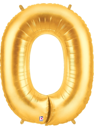 34in Betallic Gold Number 0 Megaloons - Joker Party Supply
