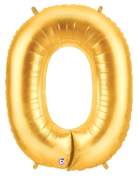 34in Betallic Gold Number 0 Megaloons - Joker Party Supply