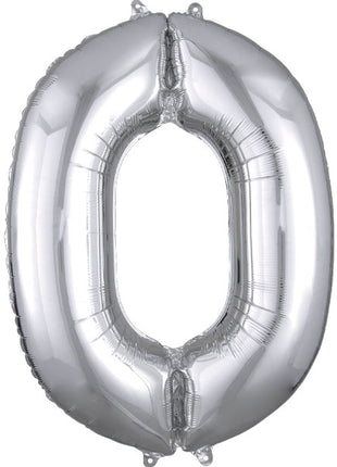 34in Anagram Silver Number 0 Balloon - Joker Party Supply