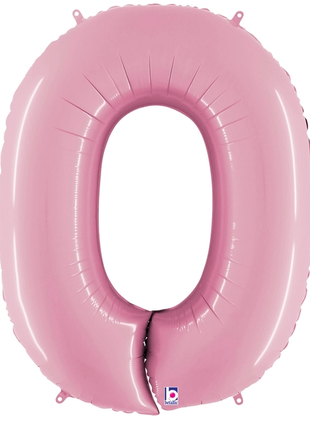 34in Betallic Pastel Pink Number 0 Megaloons - Joker Party Supply