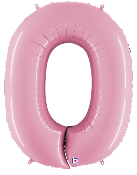 34in Betallic Pastel Pink Number 0 Megaloons - Joker Party Supply