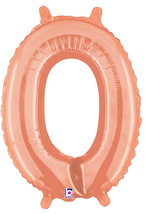 14in Betallic Air-Filled Rose Gold Number 0 Balloon - Joker Party Supply