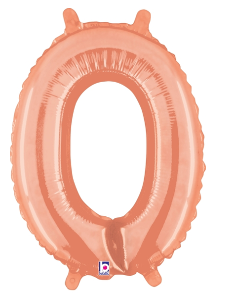14in Betallic Air-Filled Rose Gold Number 0 Balloon - Joker Party Supply