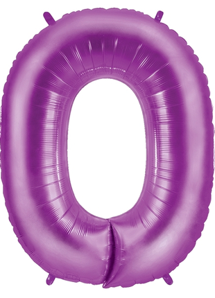34in Betallic Purple Number 0 Megaloons - Joker Party Supply