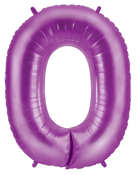 34in Betallic Purple Number 0 Megaloons - Joker Party Supply