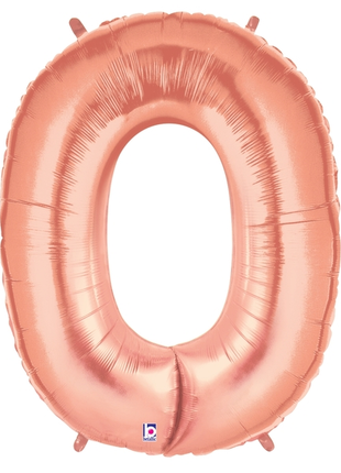 34in Betallic Rose Gold Number 0 Megaloons - Joker Party Supply
