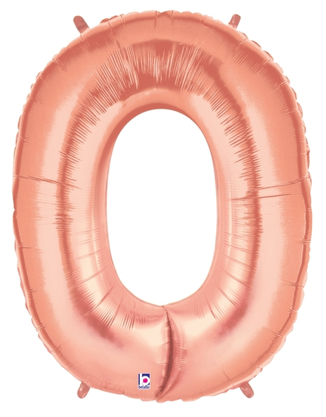 34in Betallic Rose Gold Number 0 Megaloons - Joker Party Supply