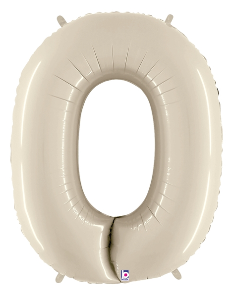 34in Betallic White Sand Number 0 Megaloons - Joker Party Supply