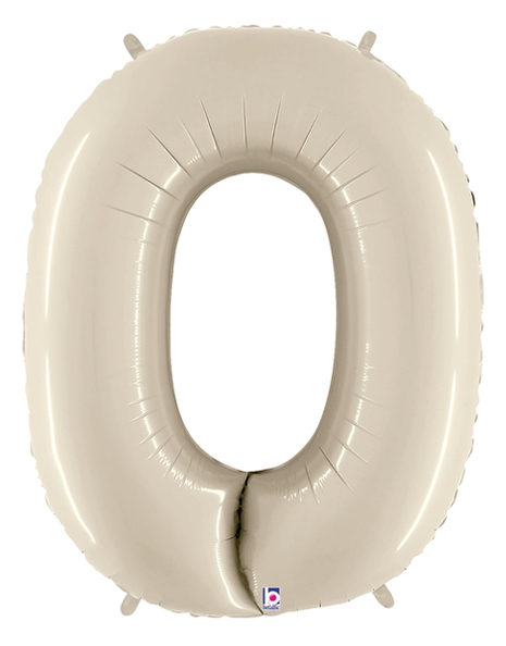 34in Betallic White Sand Number 0 Megaloons - Joker Party Supply