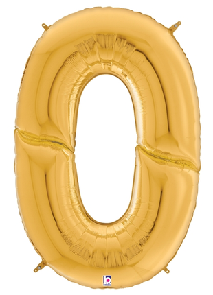 64in Betallic Gold Number 0 Gigaloons - Joker Party Supply