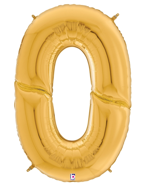 64in Betallic Gold Number 0 Gigaloons - Joker Party Supply