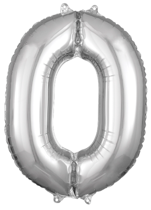 26in Anagram Silver Number 0 Balloon - Joker Party Supply