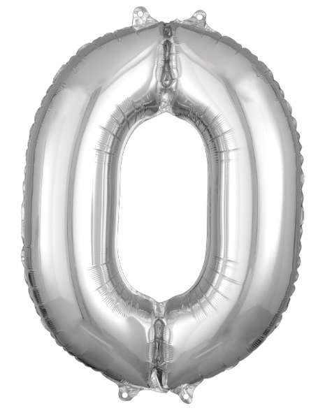 26in Anagram Silver Number 0 Balloon - Joker Party Supply