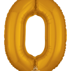 26in Anagram Gold Number 0 Balloon - Joker Party Supply