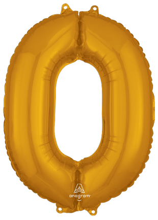26in Anagram Gold Number 0 Balloon - Joker Party Supply