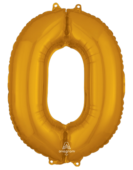 26in Anagram Gold Number 0 Balloon - Joker Party Supply