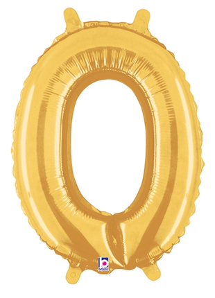 14in Betallic Air-Filled Gold Number 0 Ballooon - Joker Party Supply