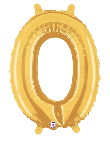14in Betallic Air-Filled Gold Number 0 Ballooon - Joker Party Supply