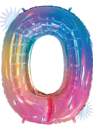 34in Betallic Opal Rainbow Number 0 Megaloons - Joker Party Supply