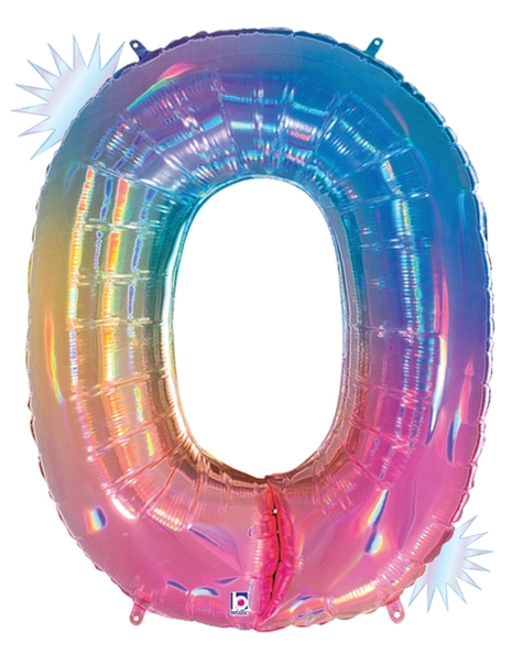 34in Betallic Opal Rainbow Number 0 Megaloons - Joker Party Supply