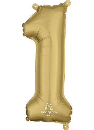 34in Anagram White Gold Number 1 Balloon - Joker Party Supply