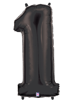 34in Betallic Black Number 1 Megaloons - Joker Party Supply